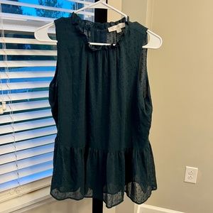 LOFT Emerald Green Peplum Top - M